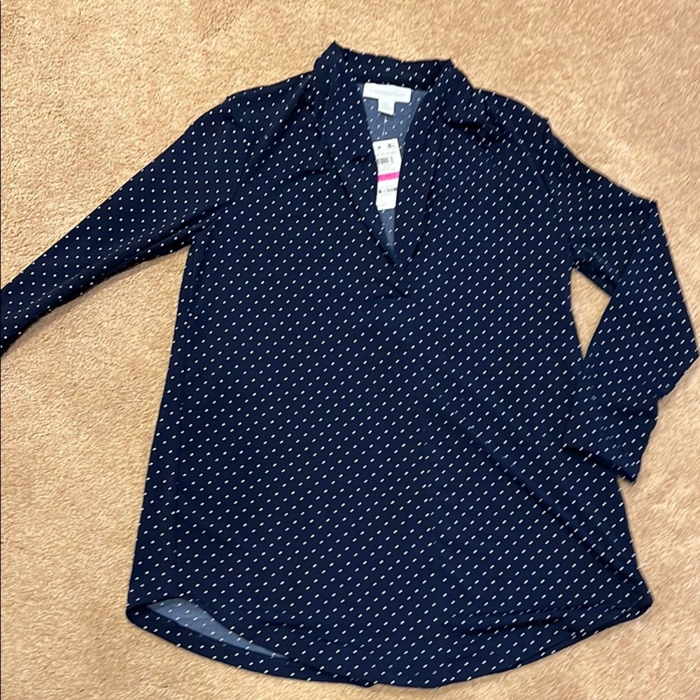 Charter Club Navy Polka Dot Women's Top NWT